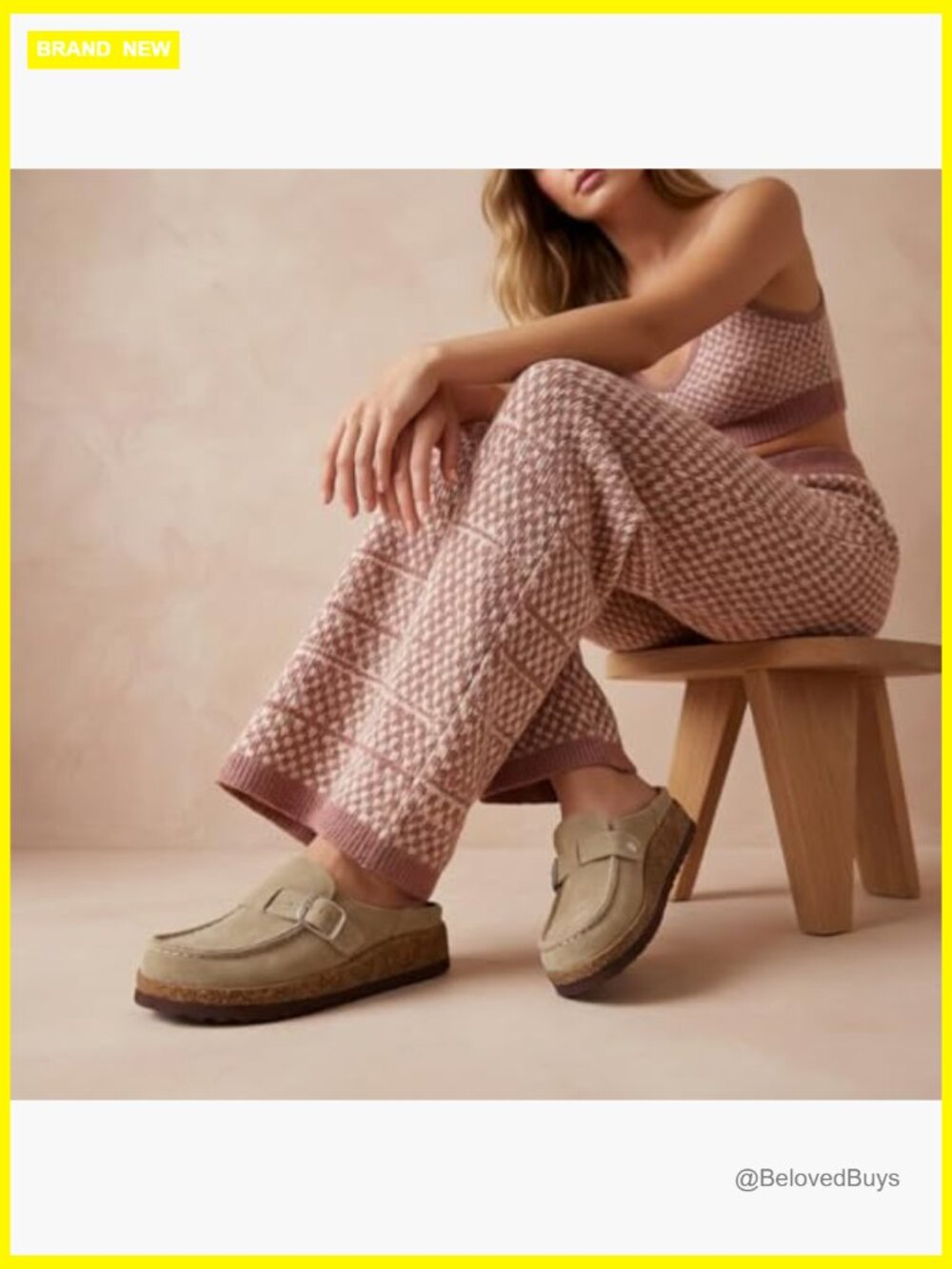 Genuine Leather Suede Mule Clogs with Buckle Strap and Cork Footbed - Picture 2 of 7